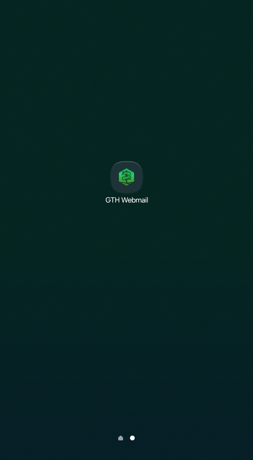 Android home screen showing the newly installed GTH Webmail app